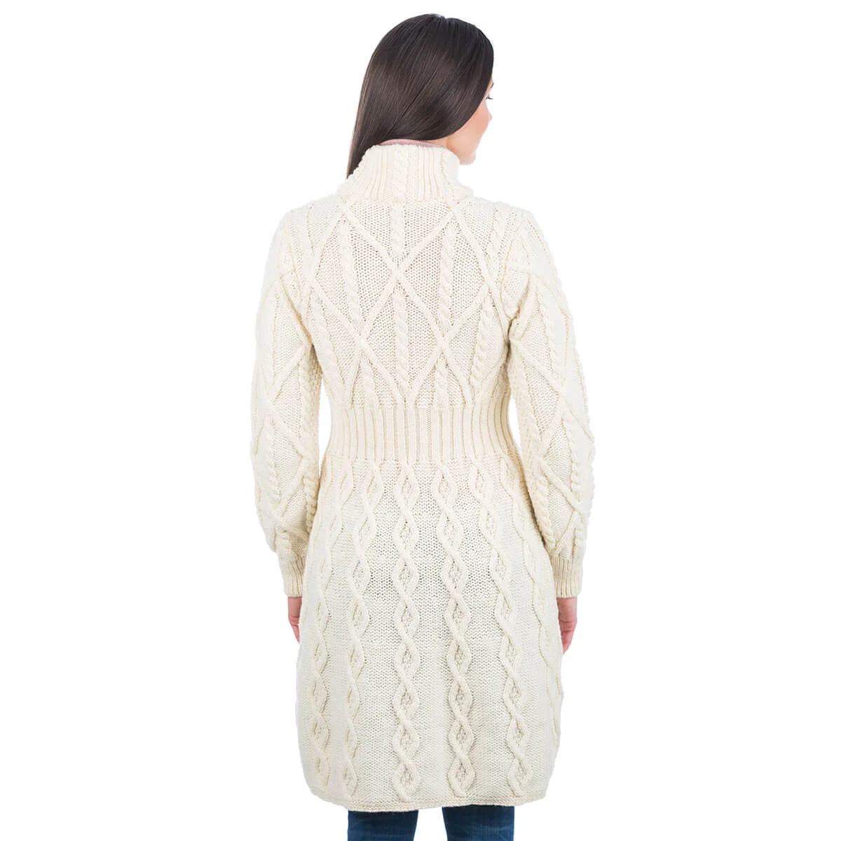 Aran Cable Signature Coat – Merino Wool Irish Knitwear - Image 5 | Caelmoon