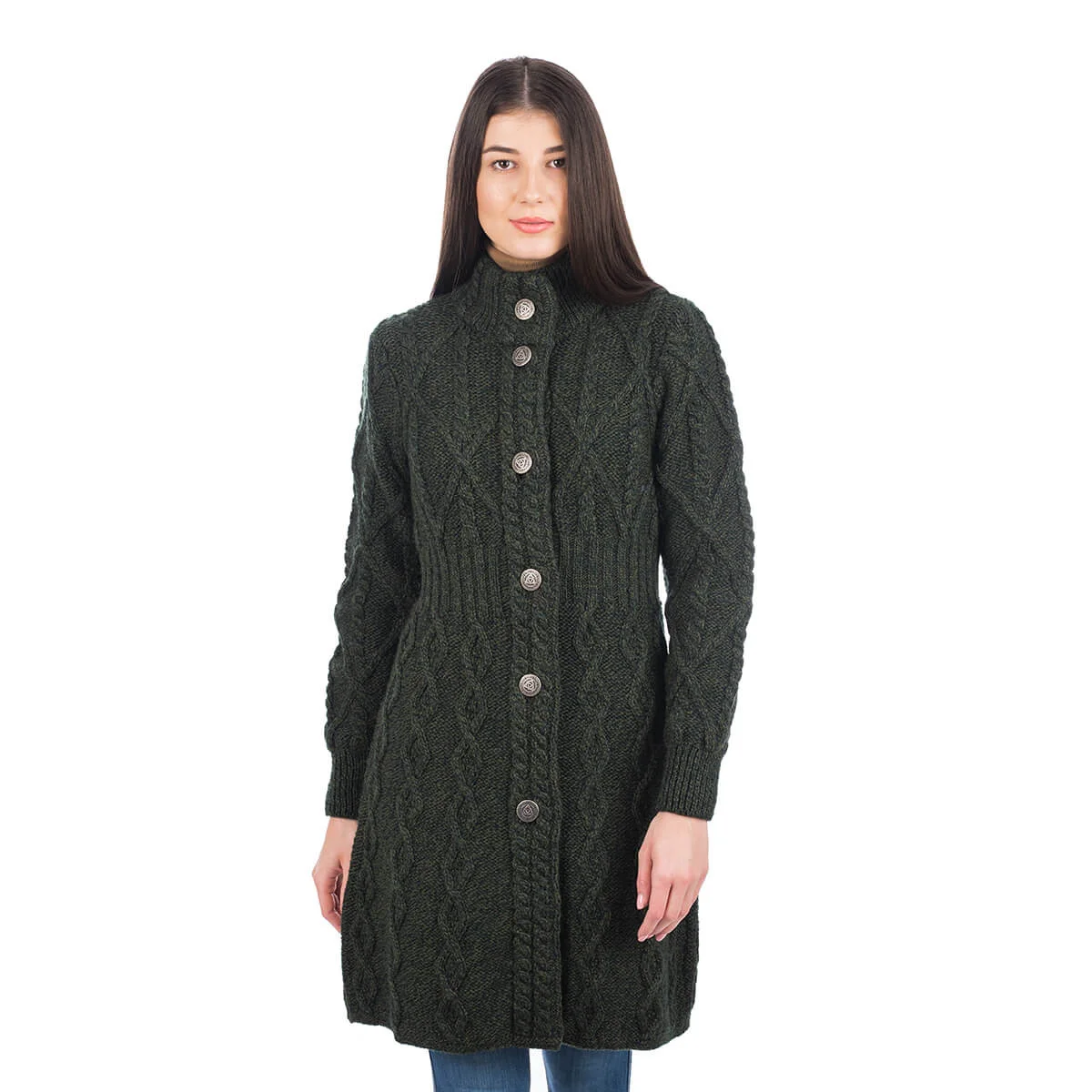 Aran Cable Signature Coat – Merino Wool Irish Knitwear - Image 8 | Caelmoon