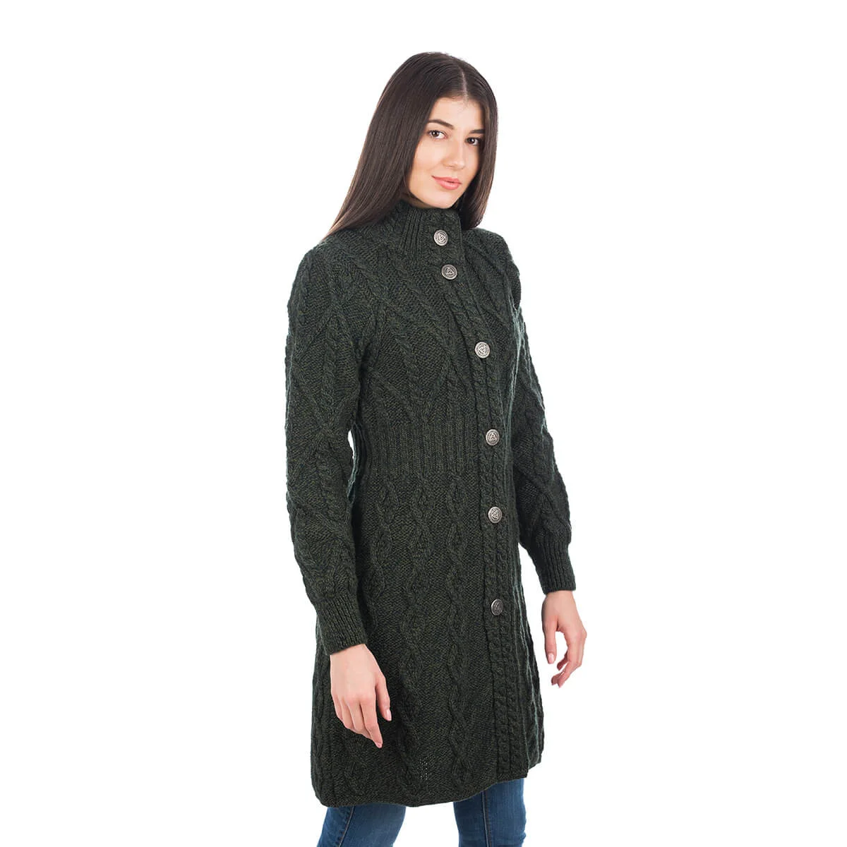Aran Cable Signature Coat – Merino Wool Irish Knitwear - Image 9 | Caelmoon