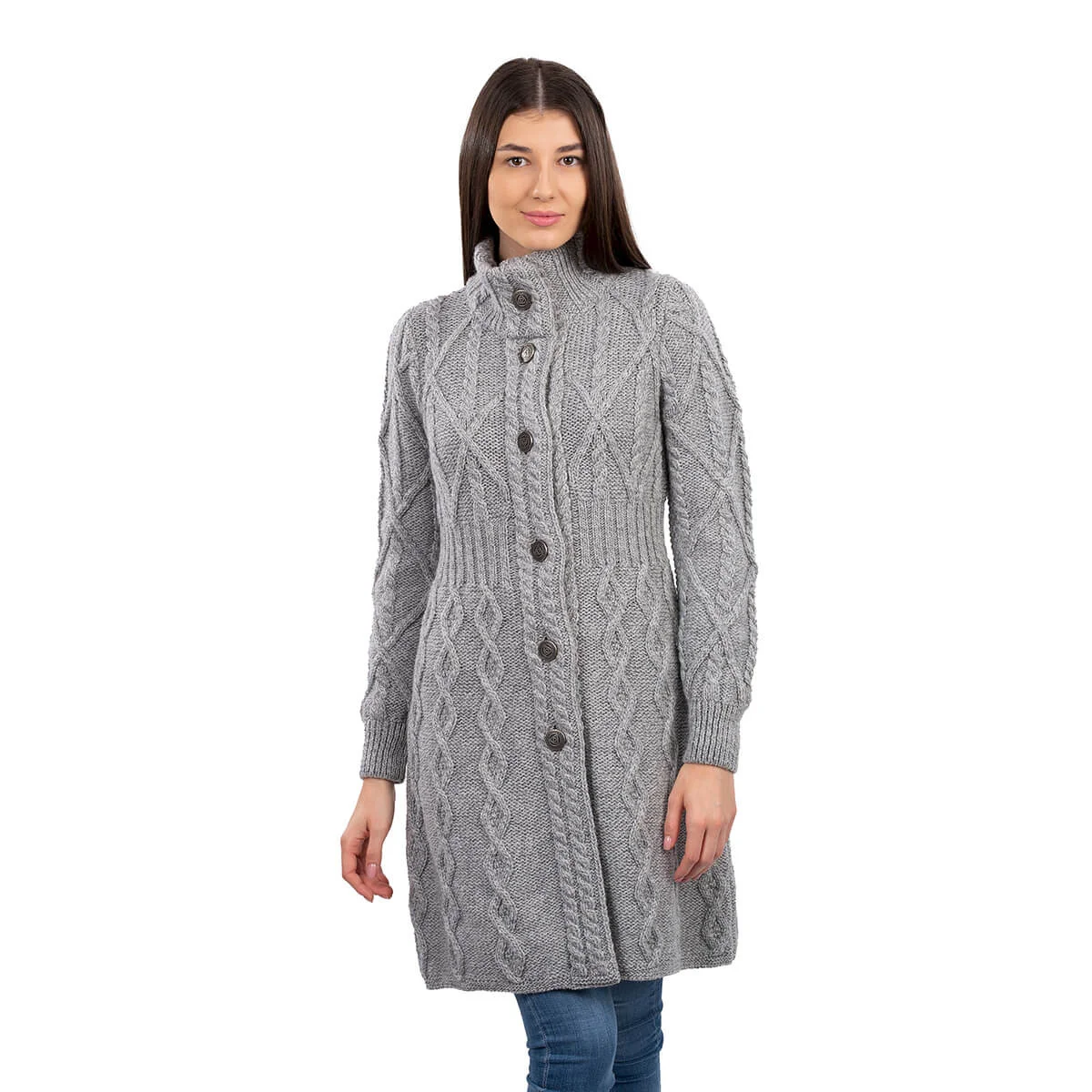 Aran Cable Signature Coat – Merino Wool Irish Knitwear - Image 13 | Caelmoon