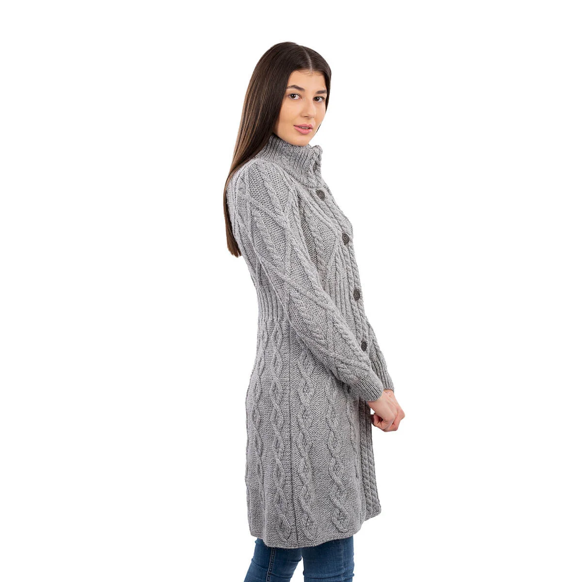 Aran Cable Signature Coat – Merino Wool Irish Knitwear - Image 14 | Caelmoon