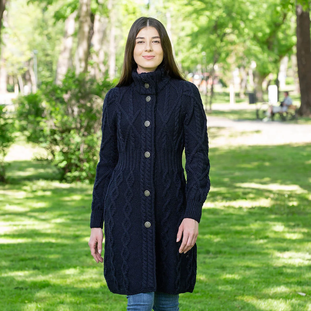 Aran Cable Signature Coat – Merino Wool Irish Knitwear - Image 16 | Caelmoon