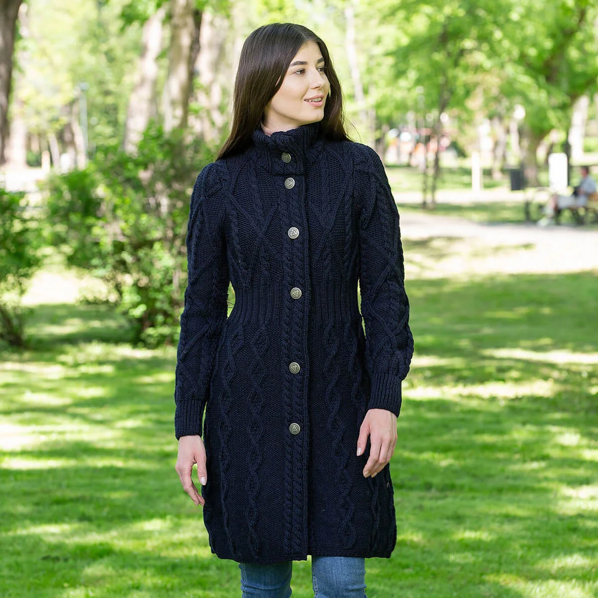 Aran Cable Signature Coat – Merino Wool Irish Knitwear - Image 17 | Caelmoon