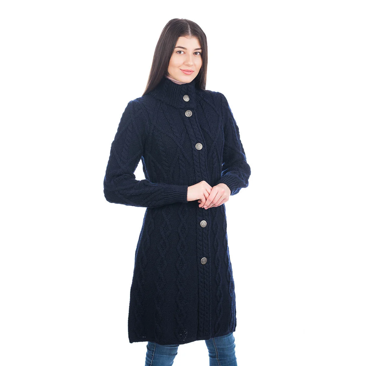 Aran Cable Signature Coat – Merino Wool Irish Knitwear - Image 19 | Caelmoon