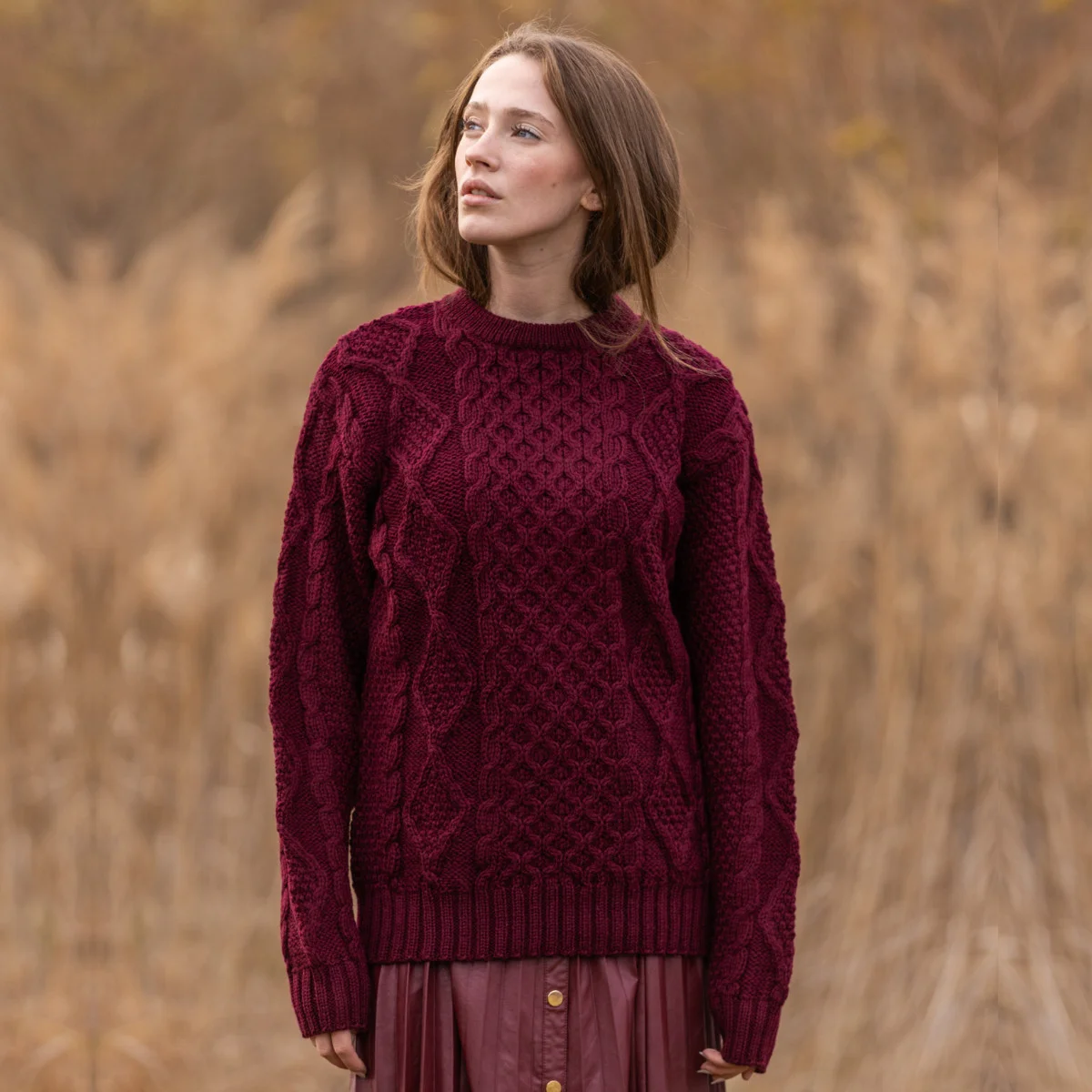 Aran Fisherman Cable Knit Sweater – Classic Wool Crewneck Knit - Image 6 | Caelmoon