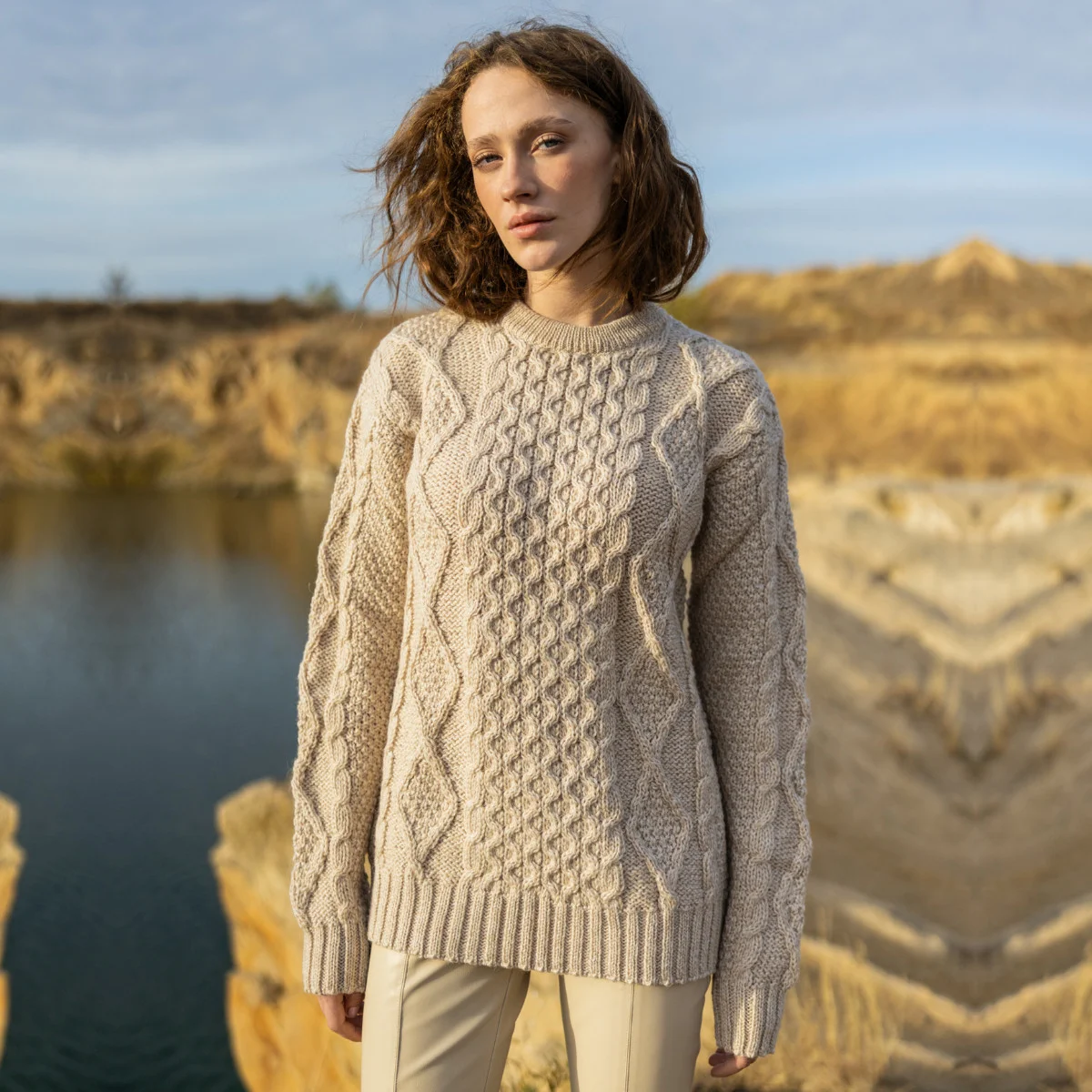 Aran Fisherman Cable Knit Sweater – Classic Wool Crewneck Knit | Caelmoon