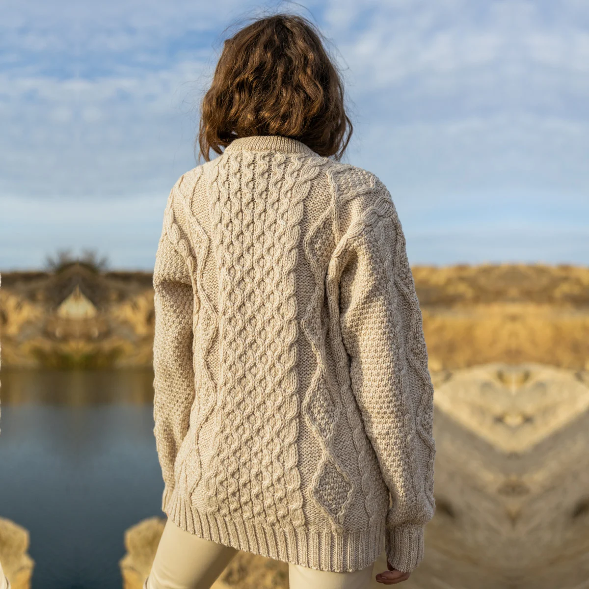 Aran Fisherman Cable Knit Sweater – Classic Wool Crewneck Knit - Image 3 | Caelmoon
