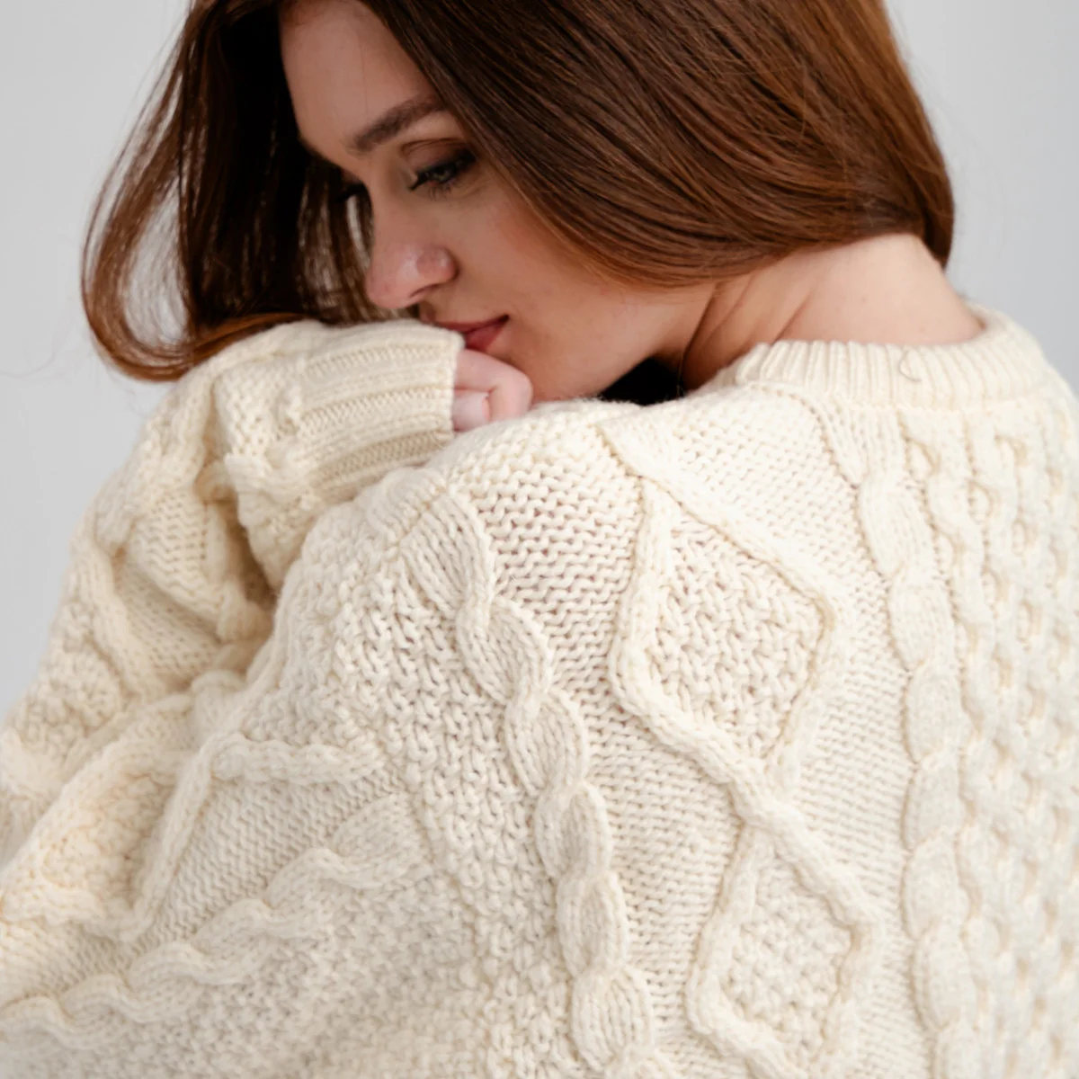 Aran Fisherman Cable Knit Sweater – Classic Wool Crewneck Knit - Image 10 | Caelmoon