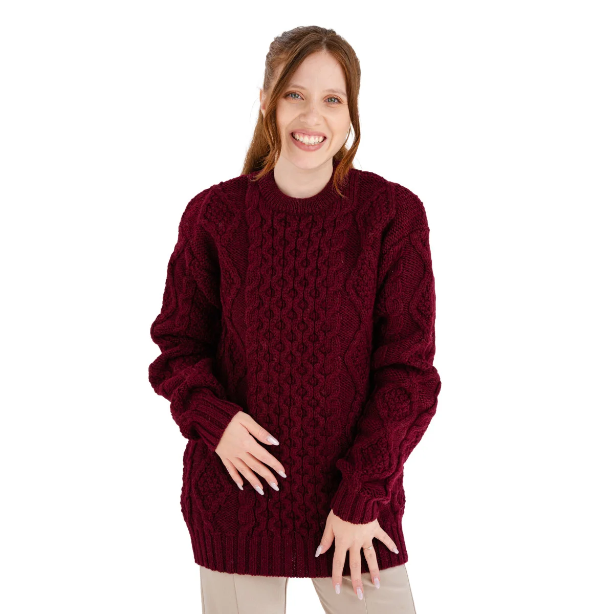Aran Fisherman Cable Knit Sweater – Classic Wool Crewneck Knit - Image 12 | Caelmoon