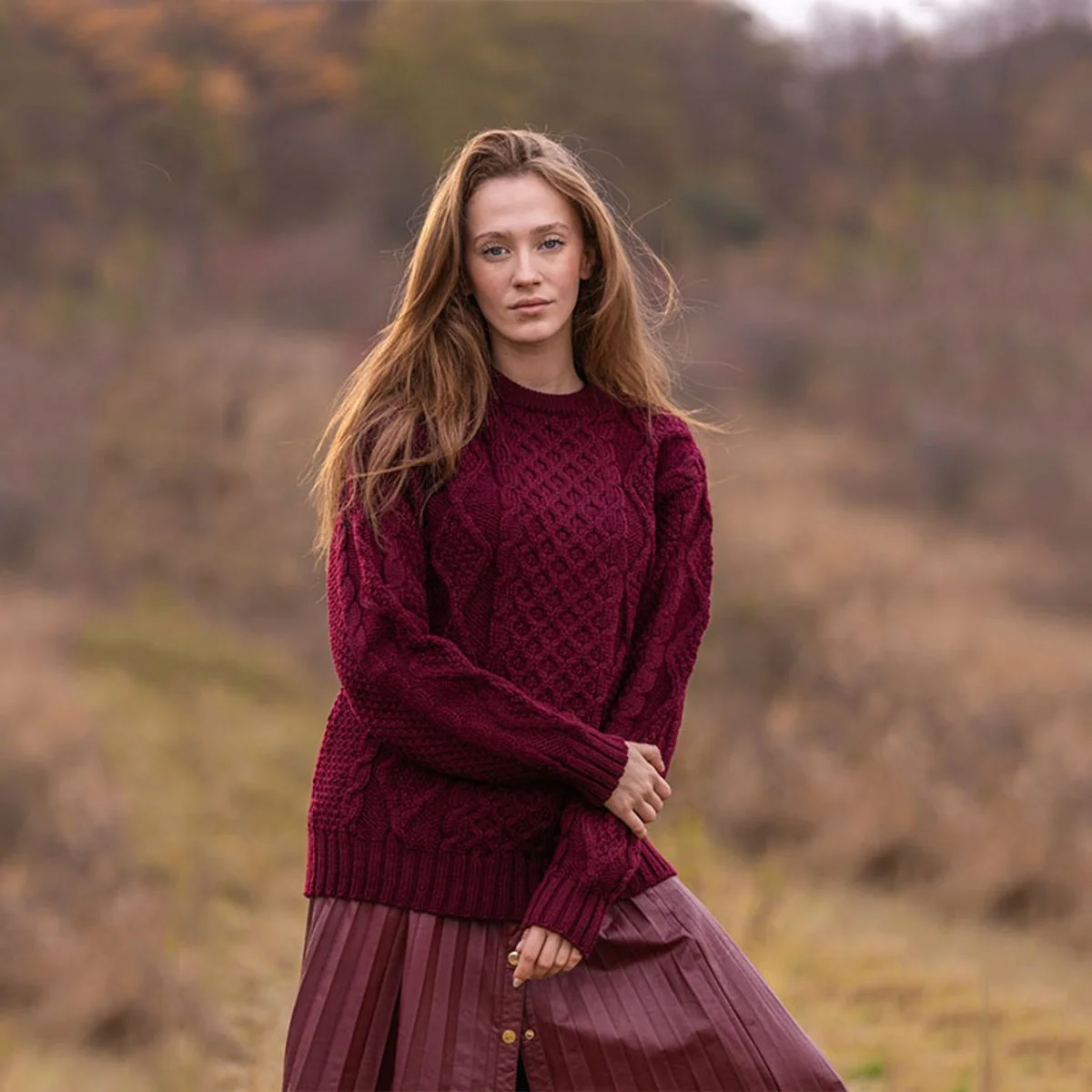 Aran Fisherman Cable Knit Sweater – Classic Wool Crewneck Knit - Image 5 | Caelmoon