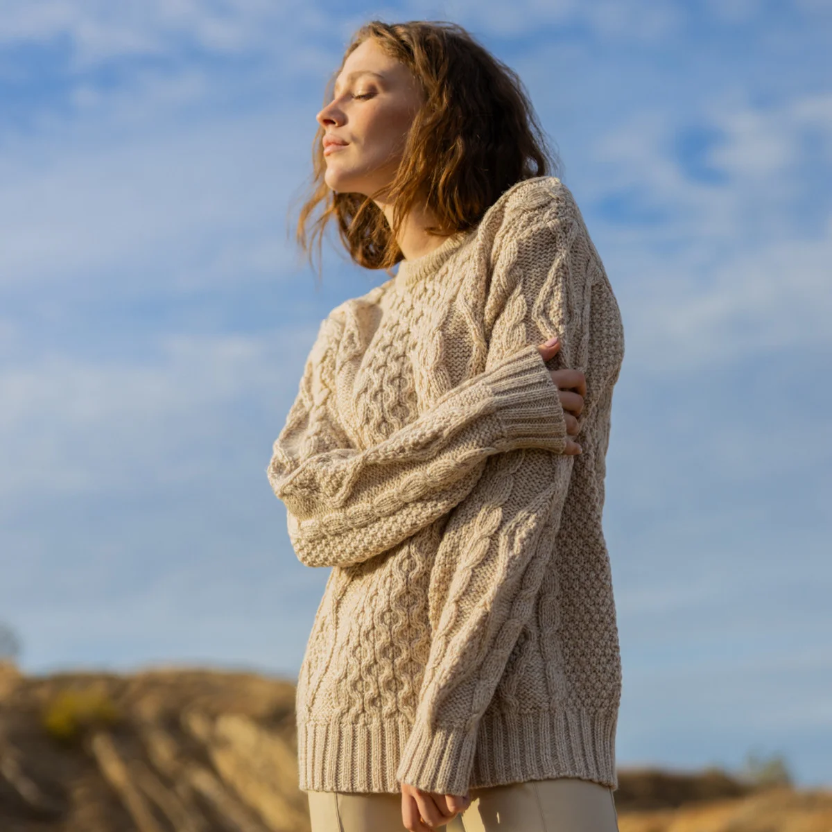 Aran Fisherman Cable Knit Sweater – Classic Wool Crewneck Knit - Image 13 | Caelmoon