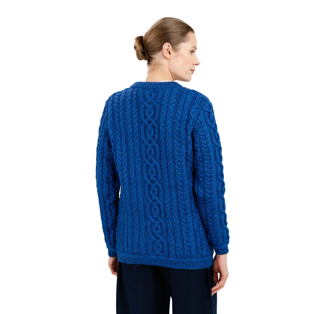 Aran Knit Ladies Cardigan with Leather Buttons – Women’s Cable Wool Sweater Coat - Image 21 | Caelmoon