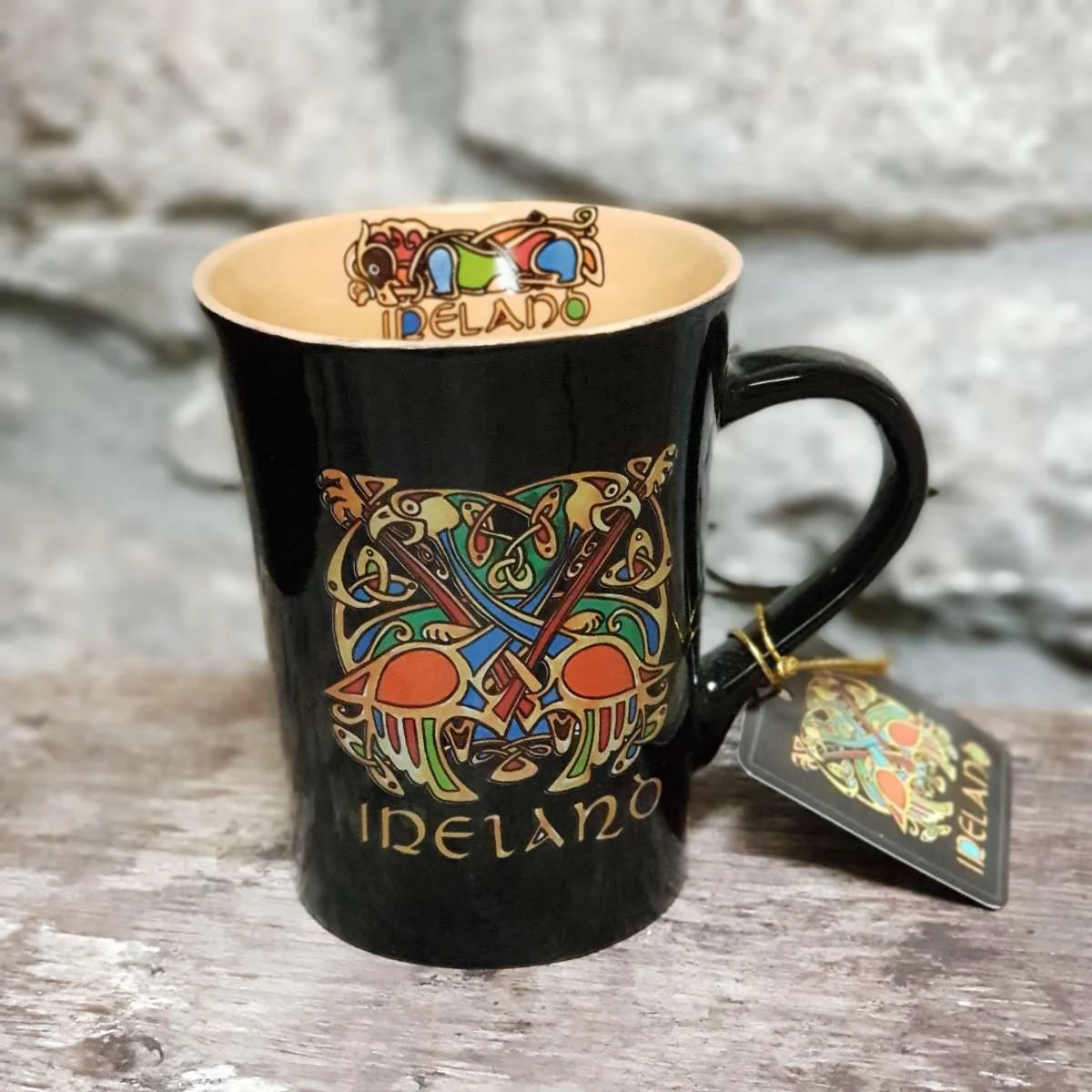 Black Celtic Knot Irish Ceramic Mug – Book of Kells Design - Image 2 | Caelmoon