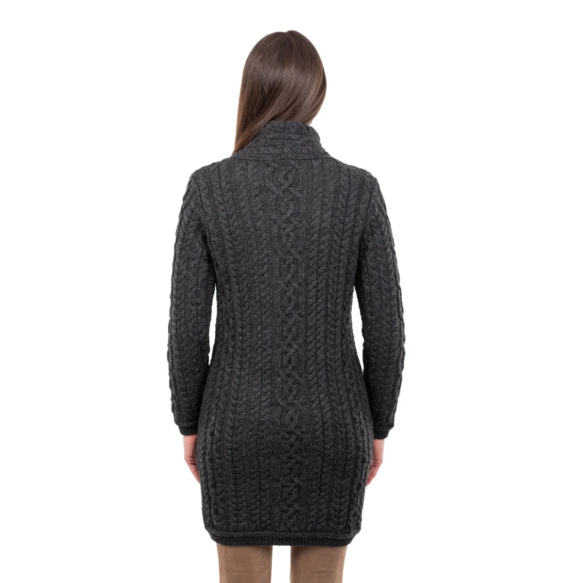 Cable Knit Side Zip Long Cardigan – Merino Wool Irish Knitwear - Image 5 | Caelmoon