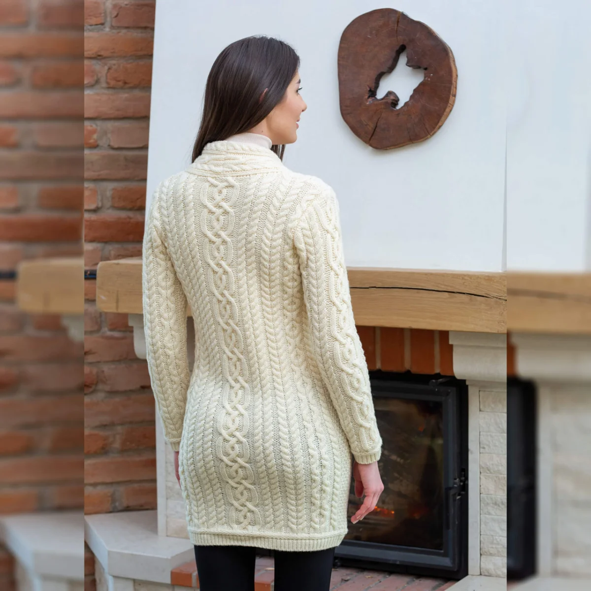 Cable Knit Side Zip Long Cardigan – Merino Wool Irish Knitwear - Image 9 | Caelmoon