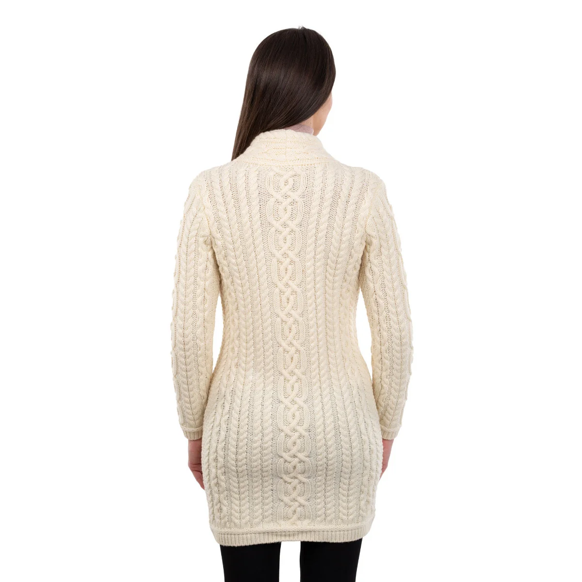 Cable Knit Side Zip Long Cardigan – Merino Wool Irish Knitwear - Image 12 | Caelmoon