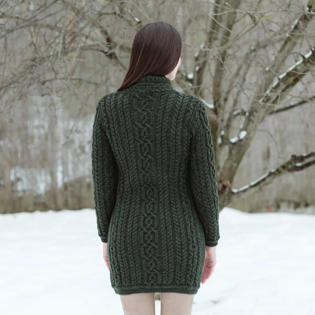 Cable Knit Side Zip Long Cardigan – Merino Wool Irish Knitwear - Image 16 | Caelmoon