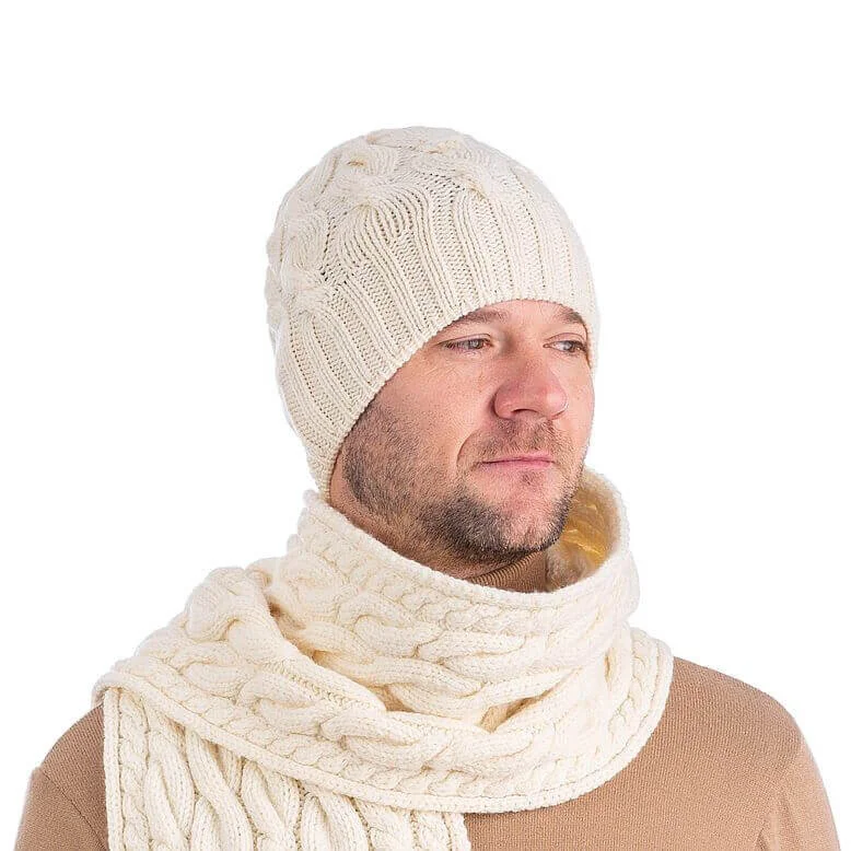 Cable Knit Wool Hat – 100% Warm Wool Beanie for Winter, Irish Knit - Image 8 | Caelmoon