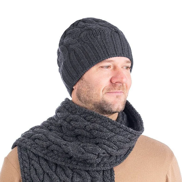 Cable Knit Wool Hat – 100% Warm Wool Beanie for Winter, Irish Knit - Image 6 | Caelmoon