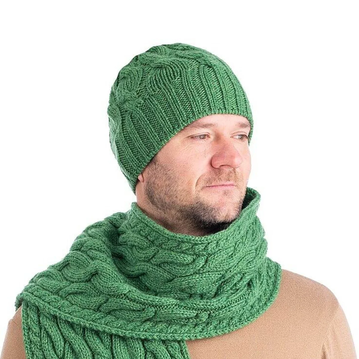 Cable Knit Wool Hat – 100% Warm Wool Beanie for Winter, Irish Knit - Image 10 | Caelmoon