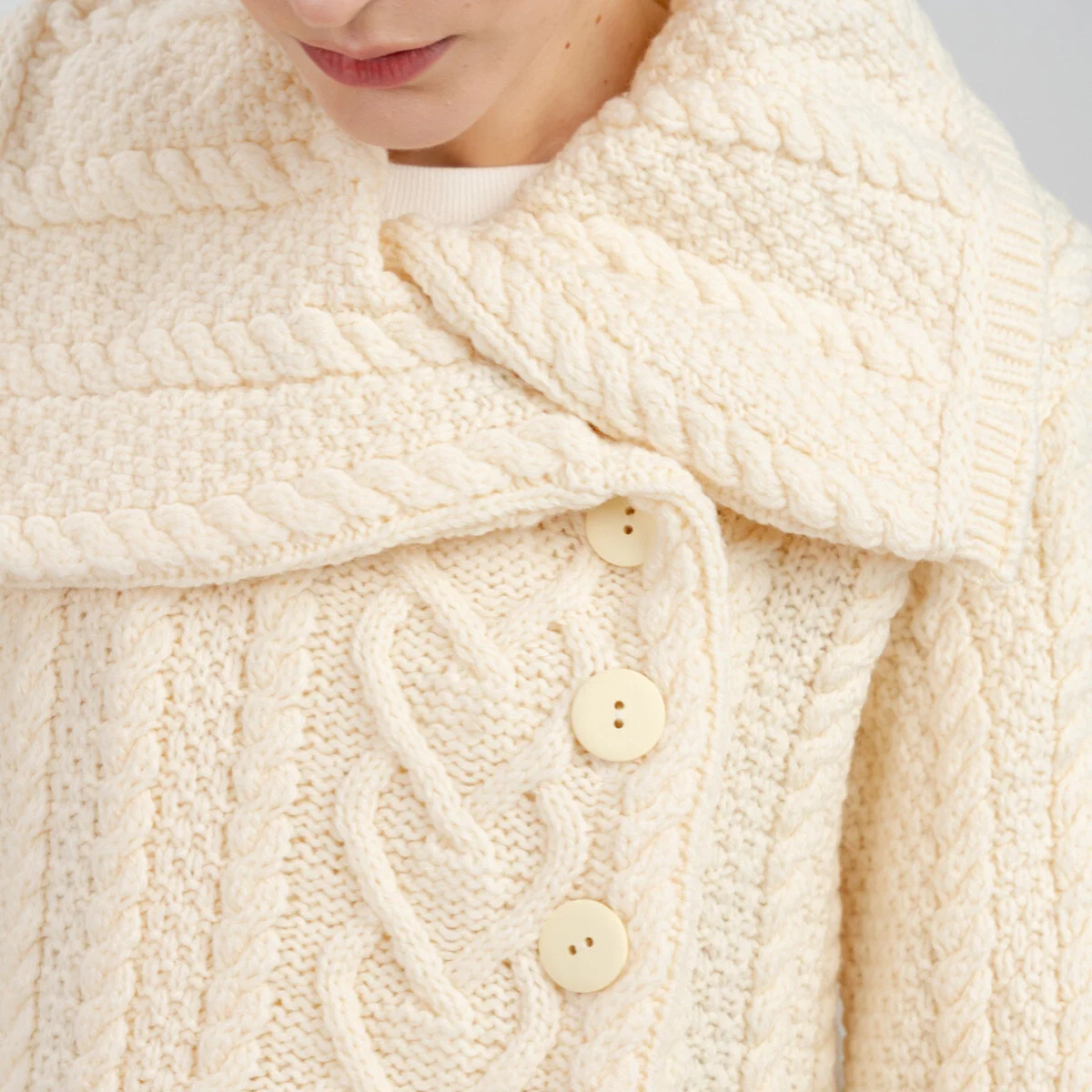 Classic Irish Merino Wool Cable Knit Coat – Made in Ireland - Image 6 | Caelmoon