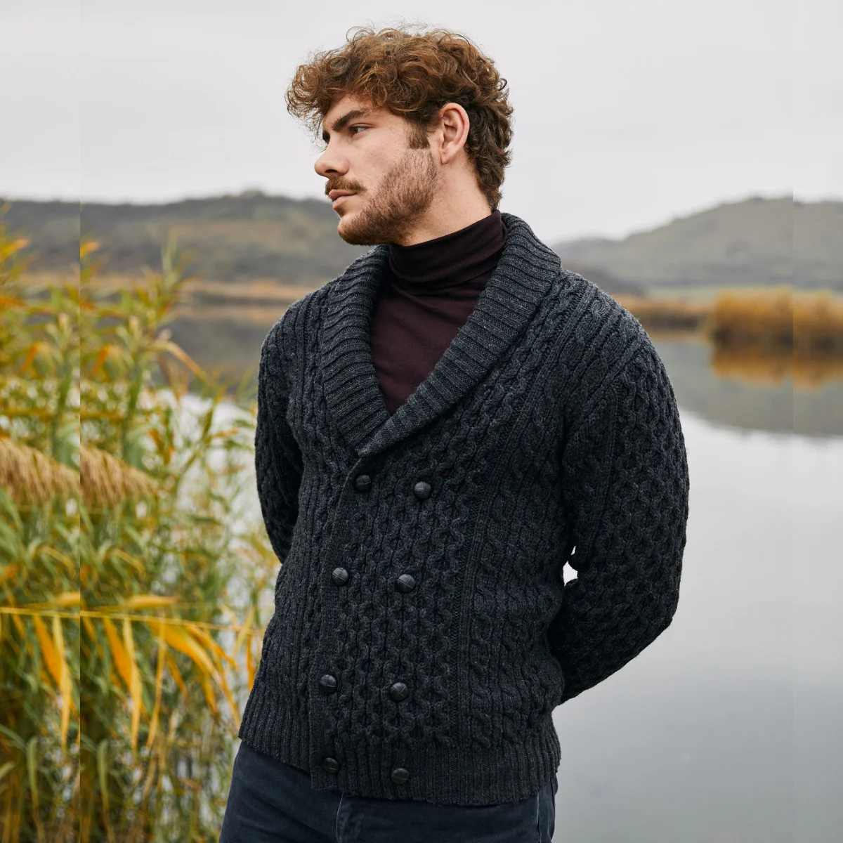 Double Breasted Shawl Cardigan – 100% Merino Wool Knit Sweater for Fall & Winter - Knitwear | Caelmoon