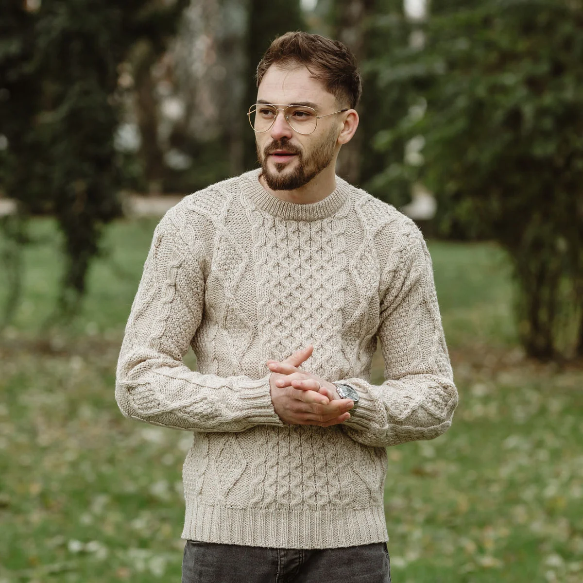 Fisherman Cable Sweater – Pure Virgin Wool Irish Knit - Image 10 | Caelmoon