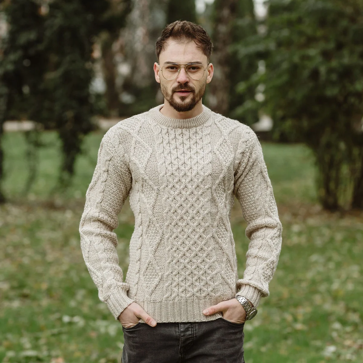 Fisherman Cable Sweater – Pure Virgin Wool Irish Knit - Image 12 | Caelmoon