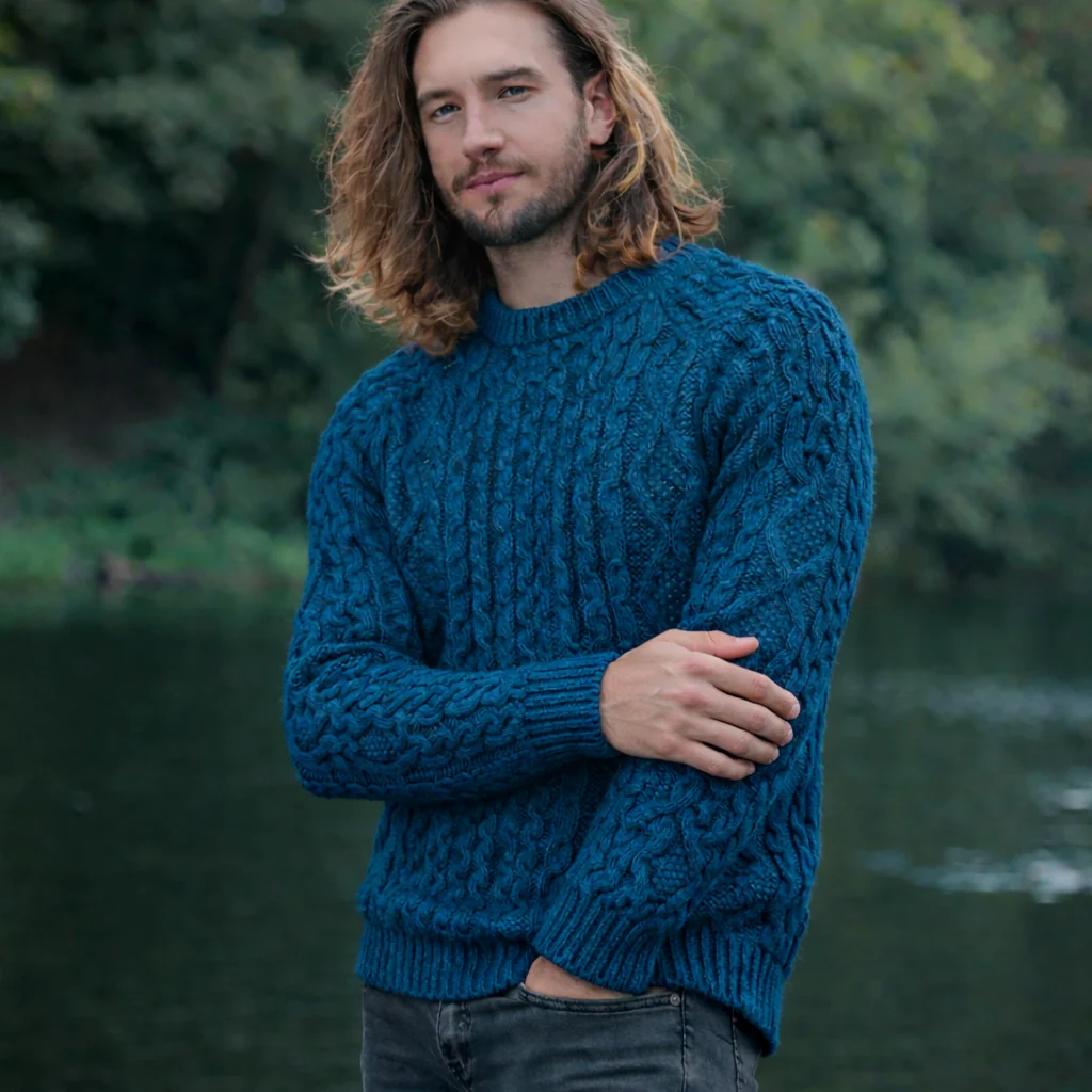 Fisherman Cable Sweater – Pure Virgin Wool Irish Knit - Image 2 | Caelmoon