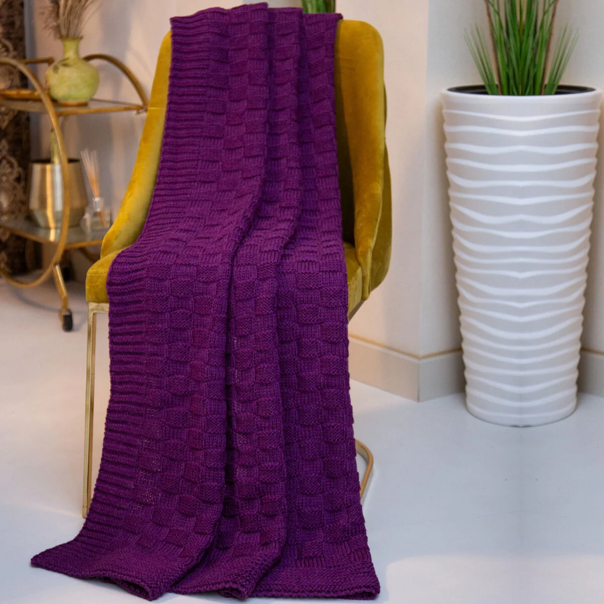 Irish Fisherman Aran Wool Throw Blanket – Basket Stitch Celtic Decor - Image 4 | Caelmoon
