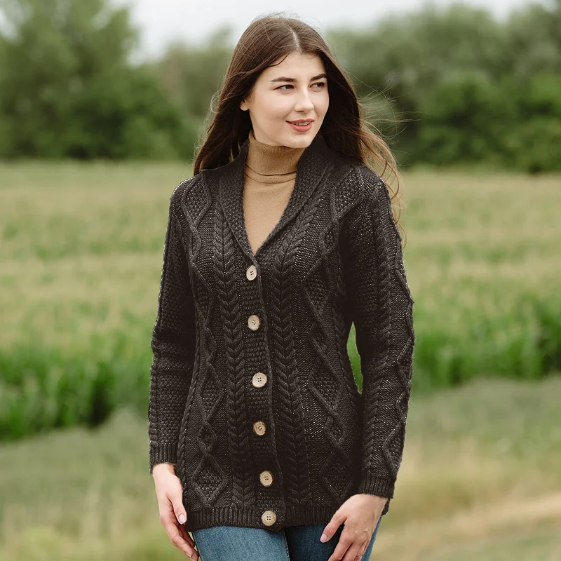 Ladies Shawl Collar Cardigan – Cozy Knit Sweater for Fall & Winter Wardrobe - Knitwear | Caelmoon