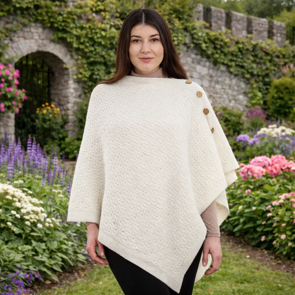 Luxurious Knit Lambswool Poncho – Classic Wool Blend Shawl Wrap - Knitwear | Caelmoon