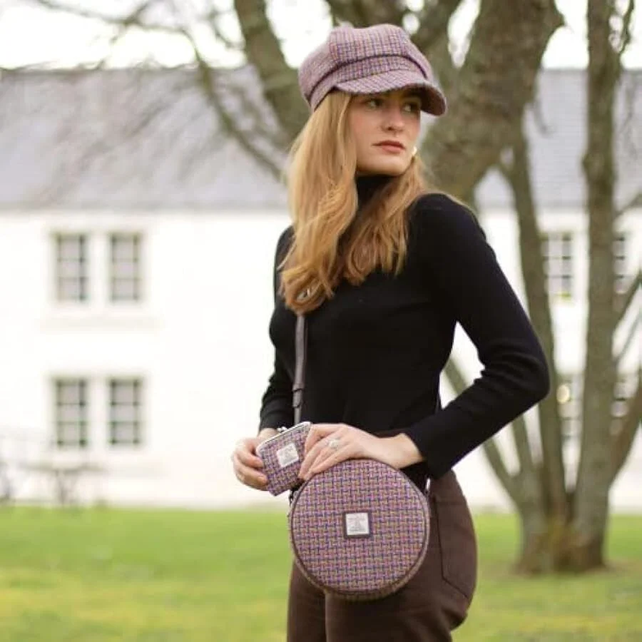 Scottish Harris Tweed Bannock Round Shoulder Bag – Authentic Wool Tartan Crossbody Purse - Image 12 | Caelmoon