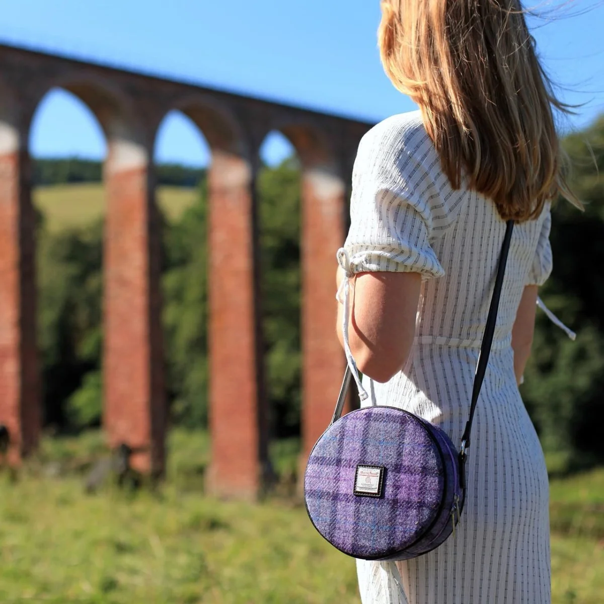 Scottish Harris Tweed Bannock Round Shoulder Bag – Authentic Wool Tartan Crossbody Purse - Featured Product | Caelmoon