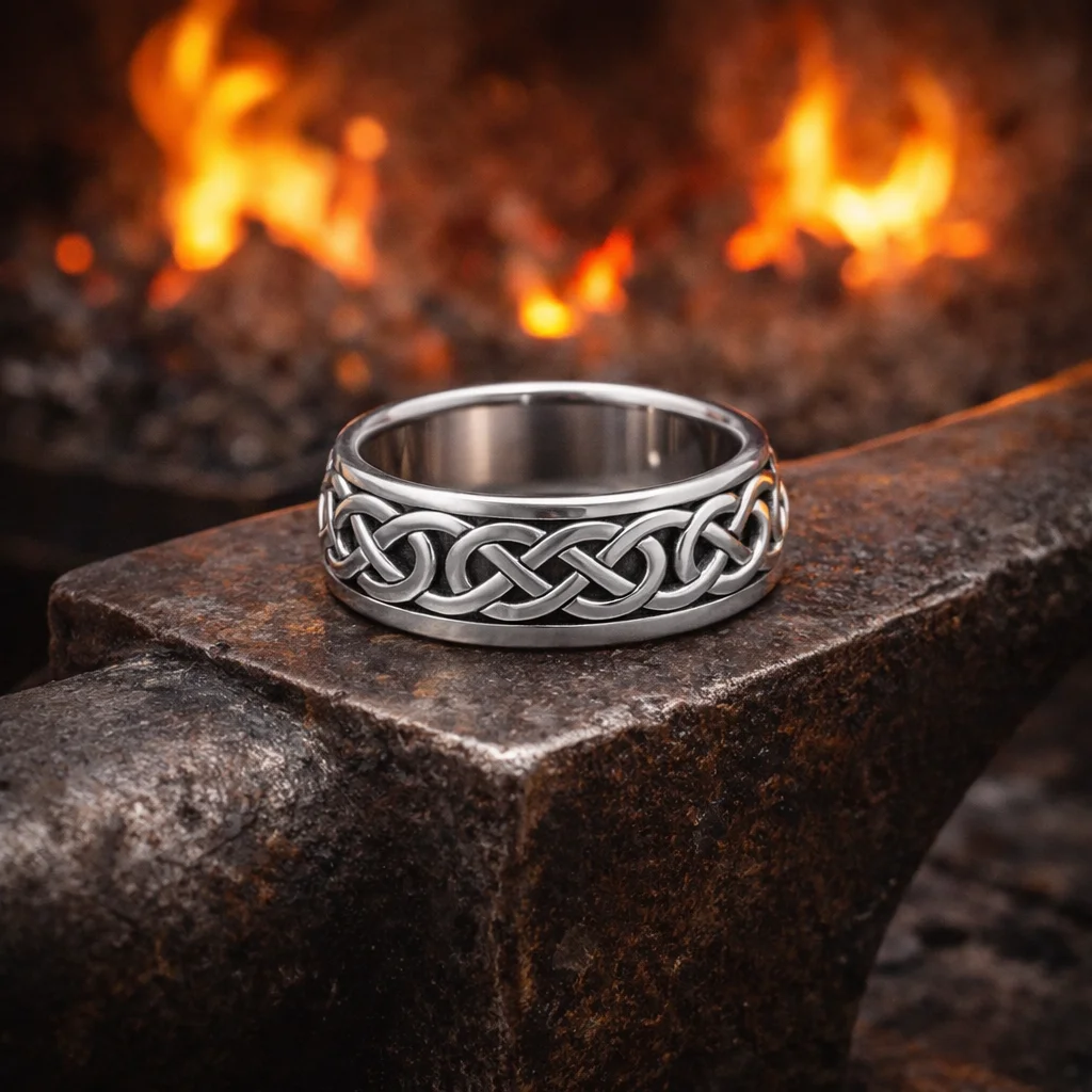 Sterling Silver Engraved Celtic Knot Band Ring | Irish Heritage Jewelry - Featured Product | Caelmoon
