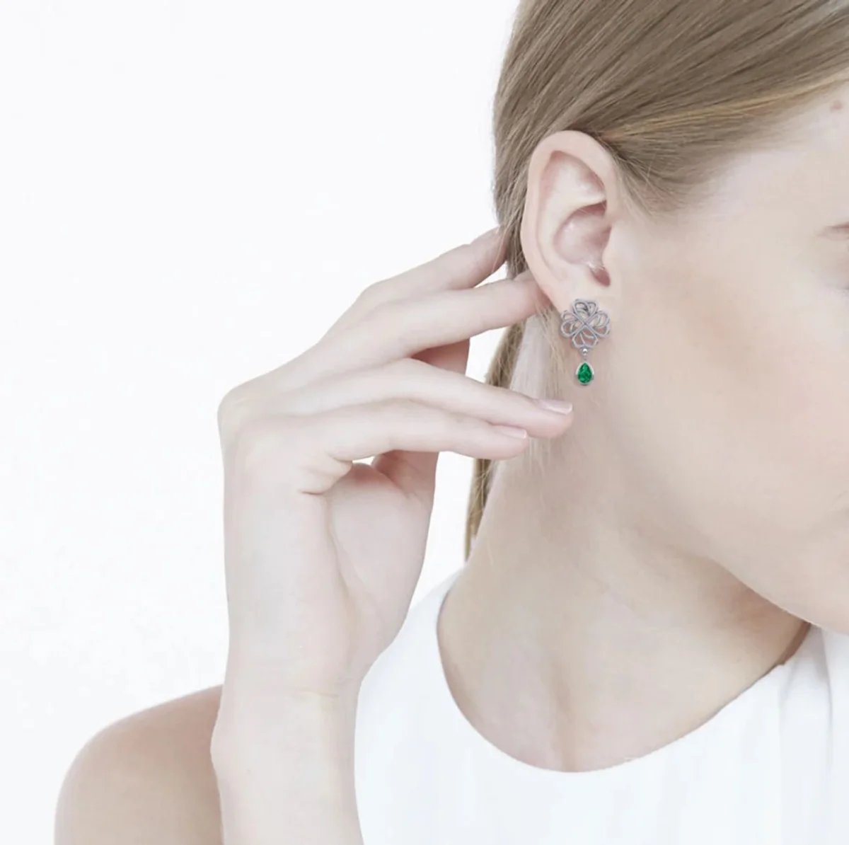Sterling Silver Four-Leaf Clover Post Earrings | Lucky Irish Jewelry - Image 3 | Caelmoon