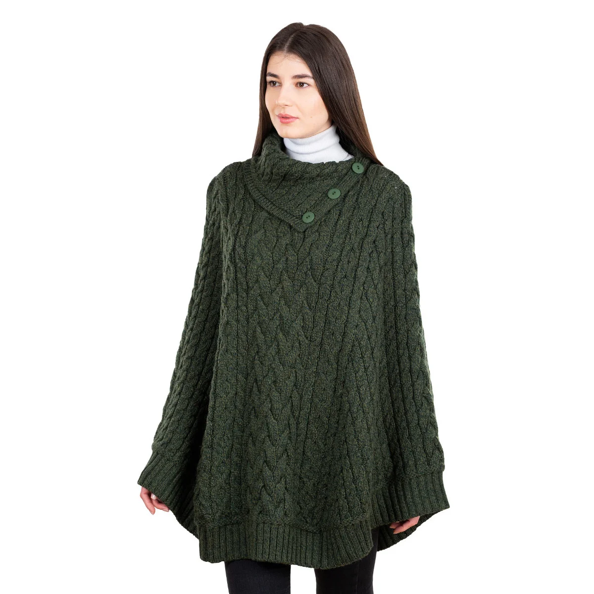 Women’s Cowl Neck Button Poncho – Pure Merino Wool - Image 17 | Caelmoon