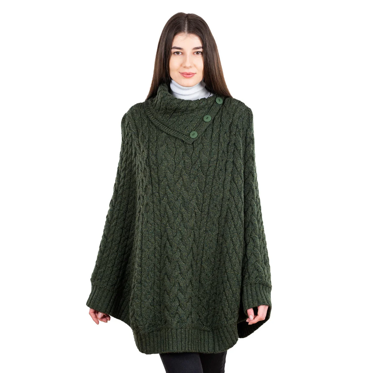 Women’s Cowl Neck Button Poncho – Pure Merino Wool - Image 19 | Caelmoon