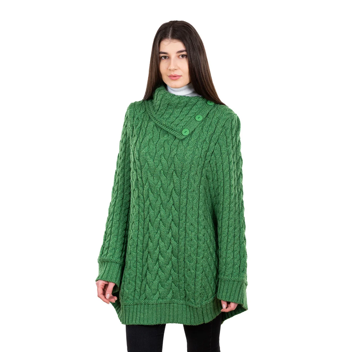 Women’s Cowl Neck Button Poncho – Pure Merino Wool - Image 22 | Caelmoon