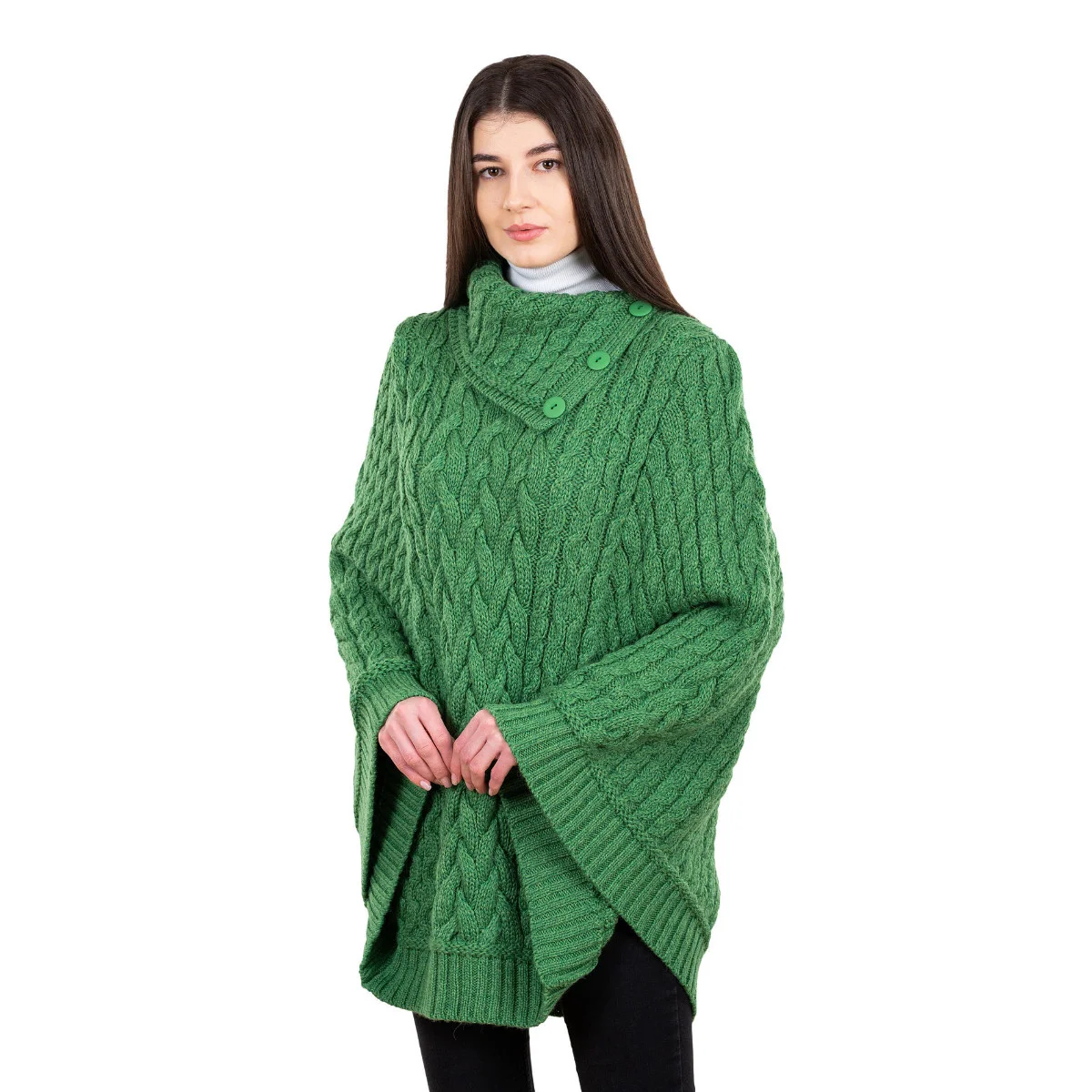 Women’s Cowl Neck Button Poncho – Pure Merino Wool - Image 23 | Caelmoon