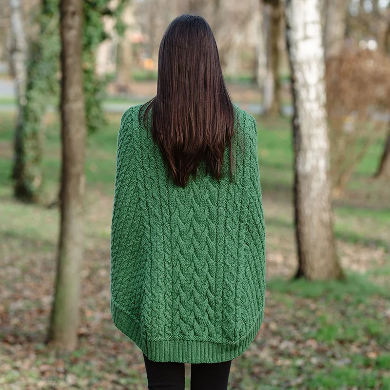 Women’s Cowl Neck Button Poncho – Pure Merino Wool - Image 11 | Caelmoon
