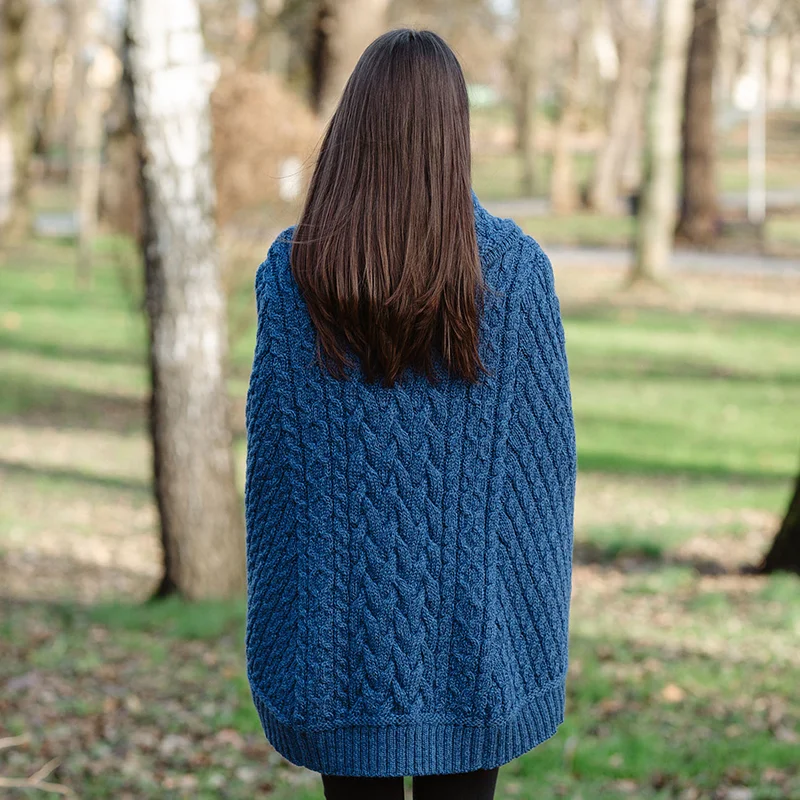 Women’s Cowl Neck Button Poncho – Pure Merino Wool - Image 12 | Caelmoon