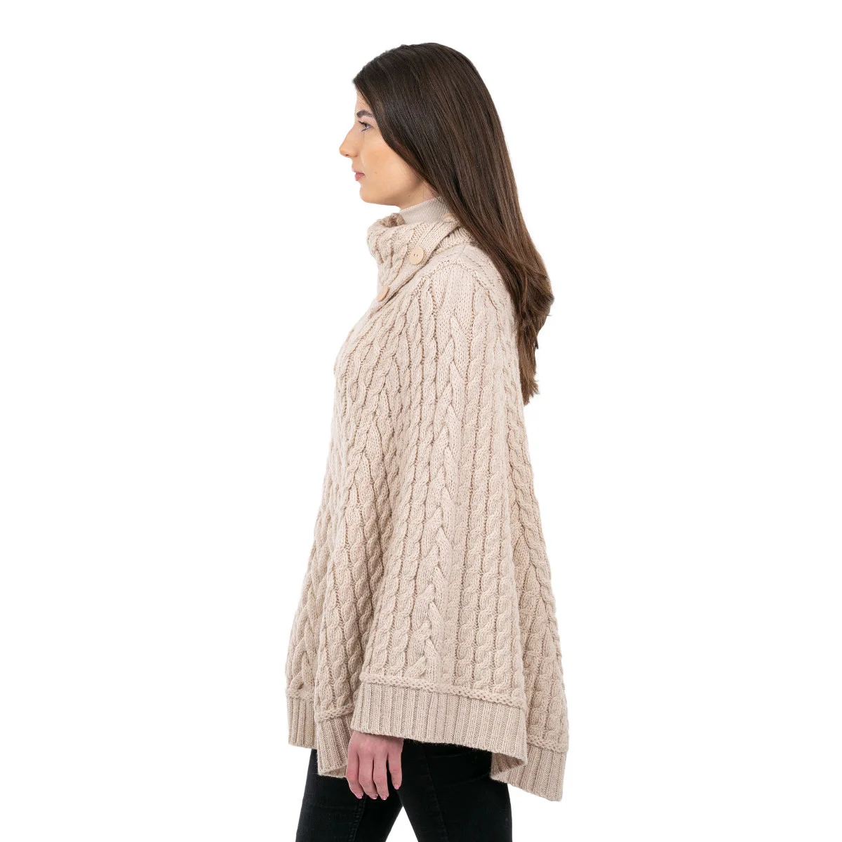 Women’s Cowl Neck Button Poncho – Pure Merino Wool - Image 14 | Caelmoon