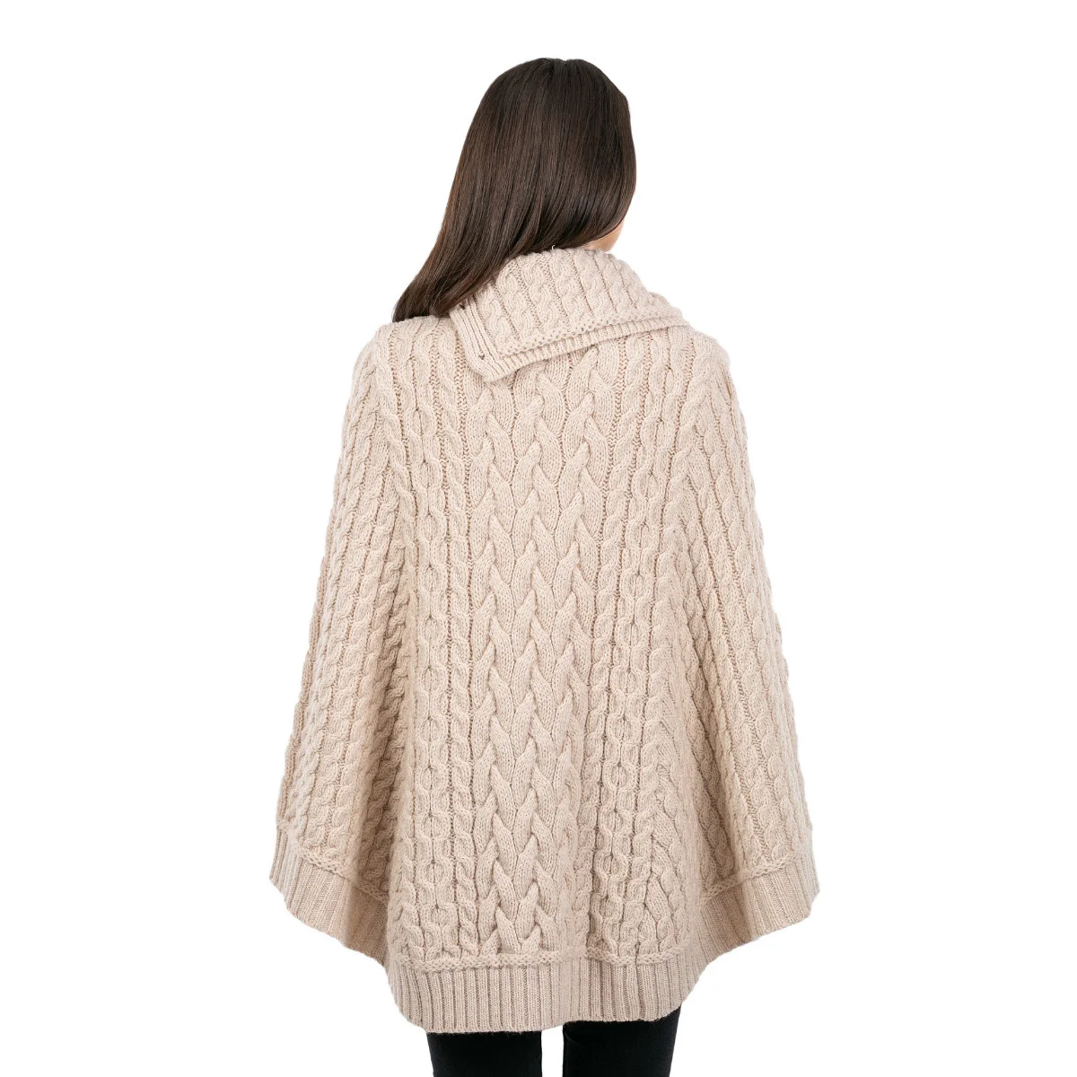 Women’s Cowl Neck Button Poncho – Pure Merino Wool - Image 16 | Caelmoon